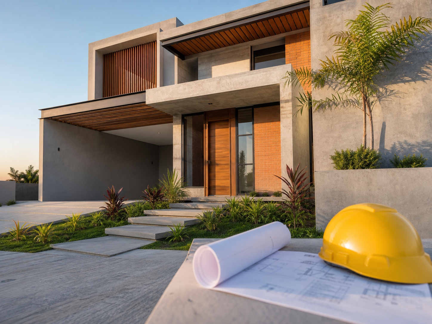 Casa contemporânea em fase final de construção